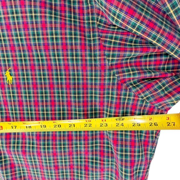 Ralph Lauren Mens XL Classic Fit Red Green Plaid Button-Down Shirt Long Sleeve - Picture 8 of 10